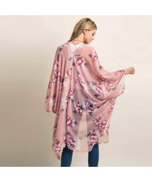 Women's Beach Cover Up Cardigans Floral Bohemian Printed Open Front Draped Kimono Loose Cardigan - Pink - C2193WU7YIN $17.21-...