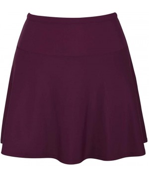 Women's High Waisted Swim Bottom Athletic Swimsuits Tankini Skirt with Panty - Burgundy - CY18RH2GDTR $25.56-Bottoms