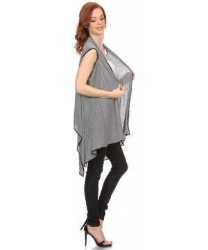 Asymmetrical Draped Soft Black & White Striped Open Front Vest Cover-Up - C411ZXHNEHX $9.12-Cover-Ups