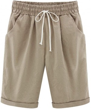 Summer Shorts for Women Drape High Waist with Drawstring Solid Oversize Pockets Beach Pants - Khaki - CY198UU6KWW $25.91-Tank...