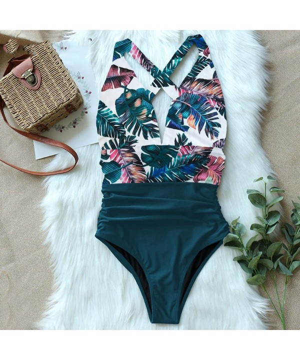 Sexy One Piece Swimsuit Women Swimwear Push Up Monokini Ruffle Bathing Suit Floral Bodysuit Beach Wear XL - Cu19380o1 - CW197...