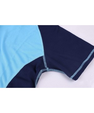 Women UV Protection Swim Shirts Sports Swim Tee Rash Guard Swimwear Tops - Blue-navy - CX18R0R0HRC $17.48-Rash Guards