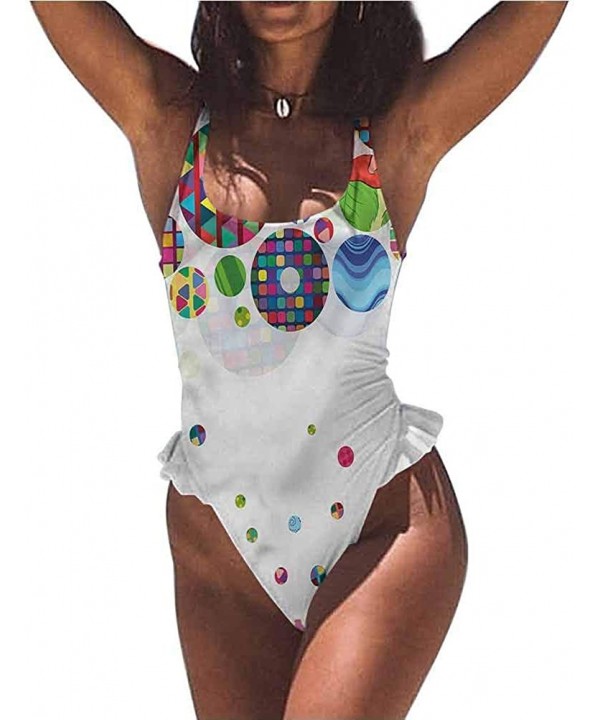 Bikini Circle- Abstract Kiwi Design Zigzag Comfortable- Cute and Sexy - Multi 07-one-piece Swimsuit - CD19E7DSDXQ $35.38-Bottoms