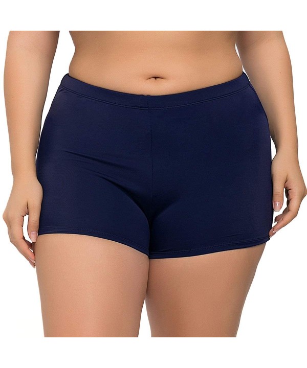 Women's Plus Size Swim Shorts High Waisted Swimsuit Bottoms Boardshorts - Navy Boyshorts(no Built-in Brief) - C7194TK2RYT $18...