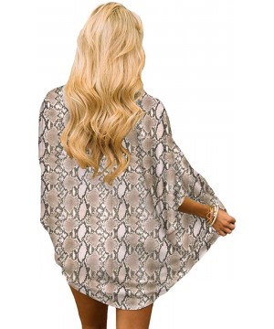 Womens Summer Open Front Chiffon Floral Leopard Short Sleeve Cardigan Beach Cover up - C3 - C818RTS6H99 $12.10-Cover-Ups