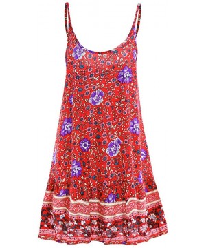 Women's Summer Halter Straps Sundresses Swing Short Beach Bikini Cover Up Dress - Red - CC18NW8GRMY $14.69-Cover-Ups