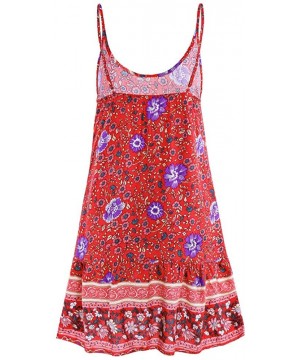 Women's Summer Halter Straps Sundresses Swing Short Beach Bikini Cover Up Dress - Red - CC18NW8GRMY $14.69-Cover-Ups