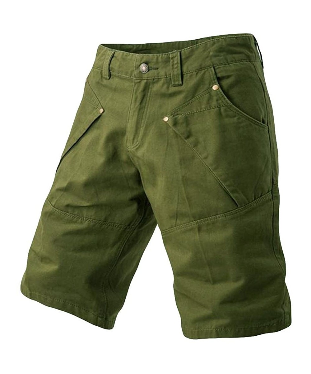 Solid Cargo Shorts Summer Fashion Casual Beach Workout Sports Pockets Loose Shorts - Army Green - CE18RT98ACL $19.62-Racing