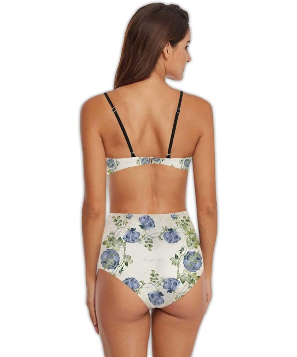 Village of Manarola-Women's Bikini Set Two Piece Padded Bathing Suit for Surfing on The Terre Coast Italy with Flowers - Mult...