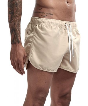 Shorts Men's Spring and Summer Splicing Swimming Trousers and Beach Surfing - Beige - C4190OSHCOO $14.11-Board Shorts