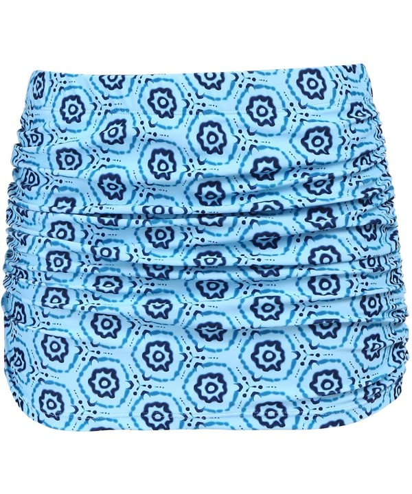 Women's Skirted Bikini Bottom High Waisted Shirred Side Ruched Swim Bottom Athletic Swim Skirt - Pattern - C218OR69DZA $18.38...