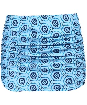 Women's Skirted Bikini Bottom High Waisted Shirred Side Ruched Swim Bottom Athletic Swim Skirt - Pattern - C218OR69DZA $18.38...