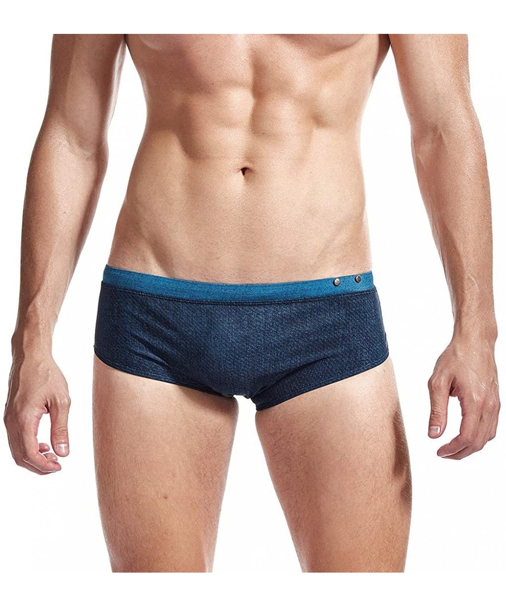 Mens Swim Briefs Swimwear Bikinis Beach Surf Bathing Suits with Drawstring Swimsuit - Blue - CY196NGTAR5 $16.65-Racing