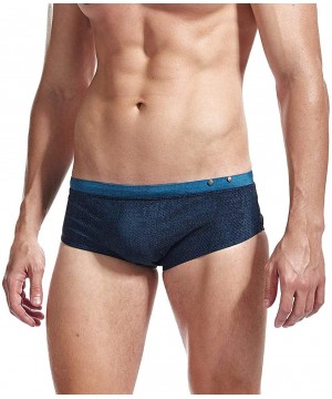 Mens Swim Briefs Swimwear Bikinis Beach Surf Bathing Suits with Drawstring Swimsuit - Blue - CY196NGTAR5 $16.65-Racing