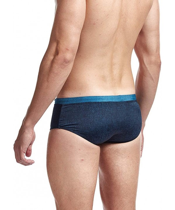 Mens Swim Briefs Swimwear Bikinis Beach Surf Bathing Suits with Drawstring Swimsuit - Blue - CY196NGTAR5 $16.65-Racing