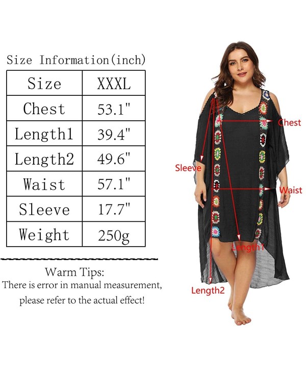 Women Swimsuit Cover Ups Bathing Suit Beachwear Coverups Dress Cotton Crochet Bikini Cover Ups - Black-xxxl - CV18T3KH5O0 $25...