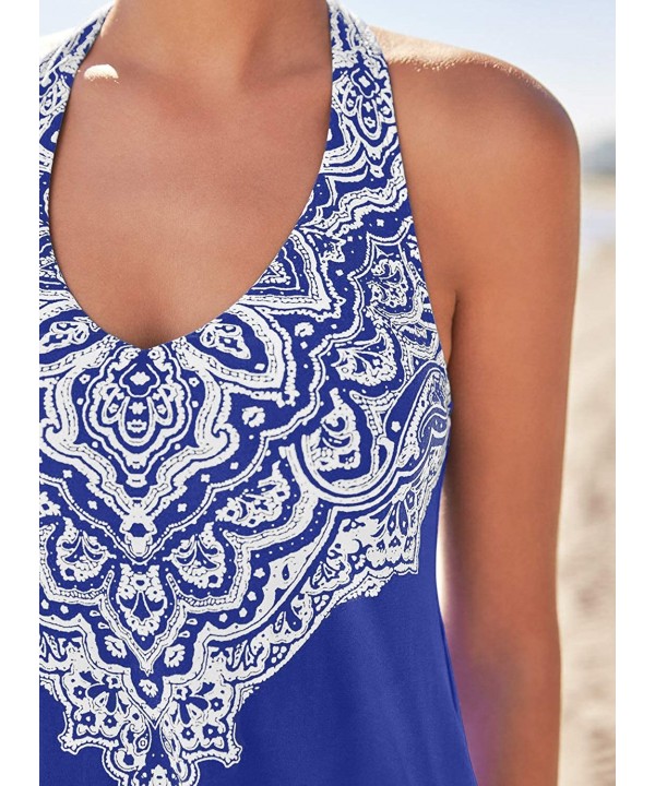 Women's Push up Padded Pattern Printed Tankini Two Piece Swimsuits Bathing Suit Swimwear(S-3XL) - H-blue - CJ195Q9I3UX $18.81...