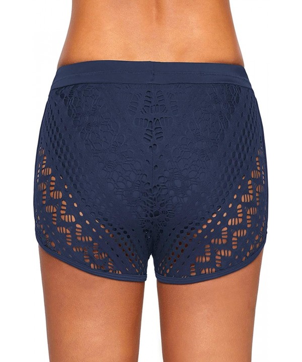 Women's Lace Crochet Skirted Bikini Bottom Swimsuit Shorts Skort Flattering Swimdress - Blue - CG18N89EN04 $20.57-Tankinis