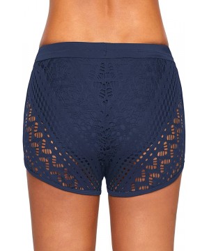 Women's Lace Crochet Skirted Bikini Bottom Swimsuit Shorts Skort Flattering Swimdress - Blue - CG18N89EN04 $20.57-Tankinis