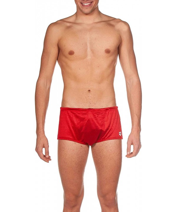 Mens Square Cut Drag Short Training Swimsuit - Red - Black - White - CS18TLM6Y4H $46.67-Racing