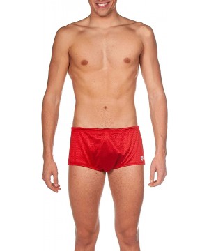 Mens Square Cut Drag Short Training Swimsuit - Red - Black - White - CS18TLM6Y4H $46.67-Racing