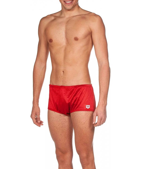 Mens Square Cut Drag Short Training Swimsuit - Red - Black - White - CS18TLM6Y4H $46.67-Racing