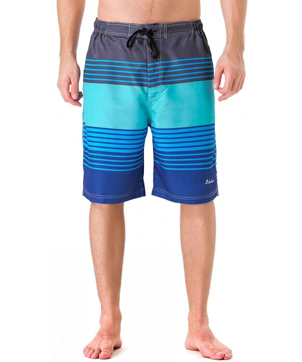 Men's Quick Dry Surfing Boardshorts with Pocket - Blue Green - CF18MEAQRXM $18.50-Board Shorts