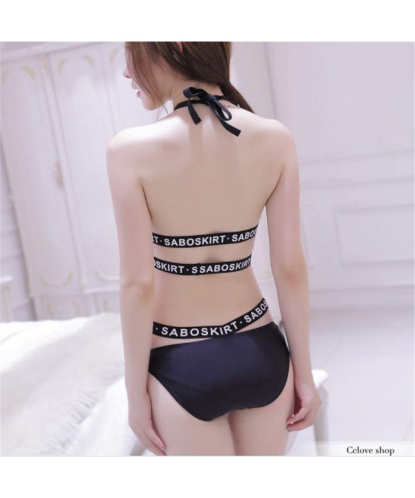 Women's Two-Piece Swimsuit- Sexy Hollow Bikini Letter Print Swimwear for Women - CY18QIHR65L $9.45-Sets