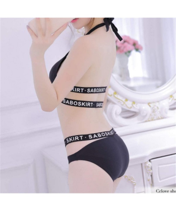 Women's Two-Piece Swimsuit- Sexy Hollow Bikini Letter Print Swimwear for Women - CY18QIHR65L $9.45-Sets