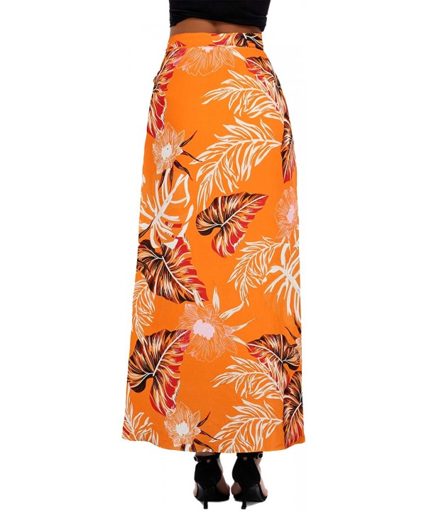 Women's Boho Floral Tie Up Waist Summer Beach Wrap Cover Up Maxi Skirt - Yellow - CN1963A3KRU $22.84-Cover-Ups