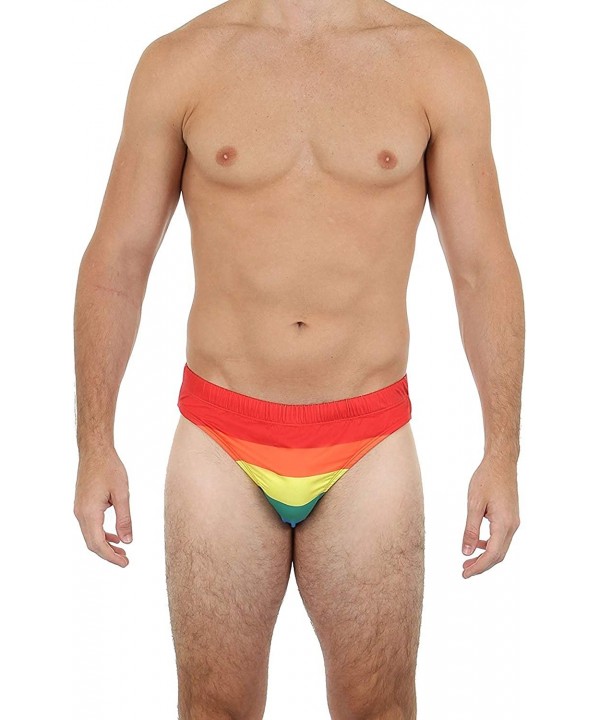 Men's Hot Body Swim Bikini Swimwear Patriotic Flag - Rainbow - C512CQWI5N5 $21.50-Briefs