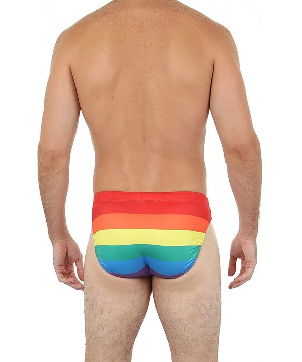 Men's Hot Body Swim Bikini Swimwear Patriotic Flag - Rainbow - C512CQWI5N5 $21.50-Briefs