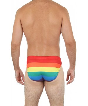 Men's Hot Body Swim Bikini Swimwear Patriotic Flag - Rainbow - C512CQWI5N5 $21.50-Briefs