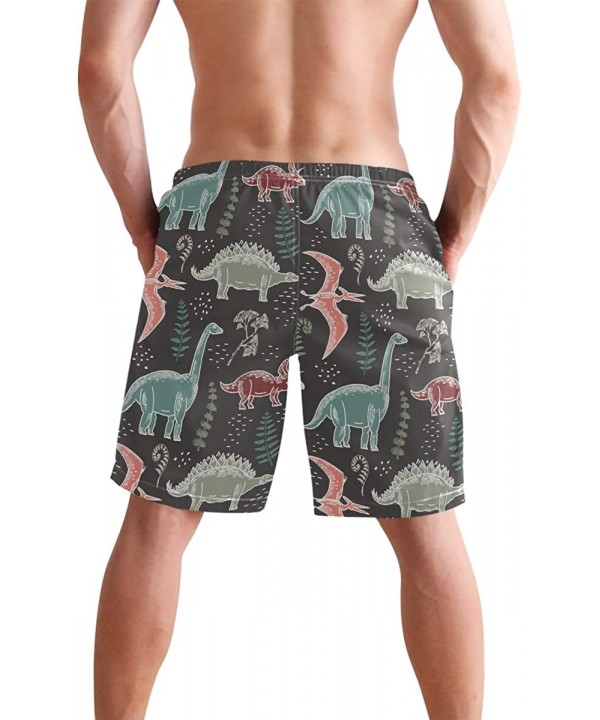 Mens Swim Trunks Anchors Starfish Beach Board Shorts - Dinosaurs and Fern Leaves - CC18NX8993Z $31.32-Racing