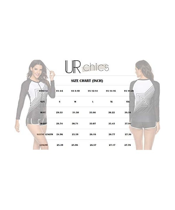 Womens Long Sleeve Rash Guard Wetsuit 2 Piece Tankini Sets Swimsuits - Black White Sleeve - CJ1967TR6YZ $28.29-Rash Guards