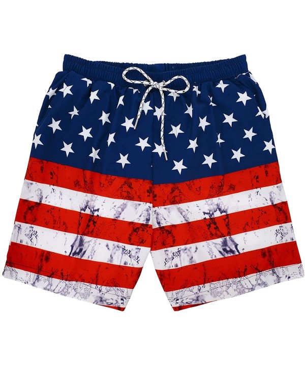 Mens Swim Trunks Quick Dry Swim Shorts Beachwear for Men Summer Holiday - American Flag - C3190TSW8YR $14.13-Trunks