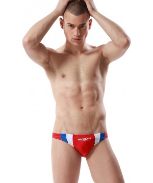 Mens Low Rise Sexy Sport Swimwear Trunk Boxer Brief Bikini Swimsuit - 2706 Red - CU125NTTSAL $21.34-Briefs