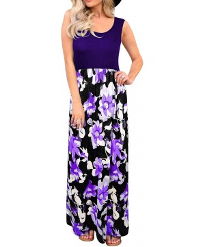 Womens Casual Sleeveless Maxi Dresses Floral Print Sundress Beach Dress - 3purple - CJ18UU0KMI2 $16.48-Cover-Ups