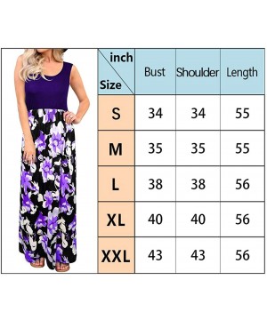 Womens Casual Sleeveless Maxi Dresses Floral Print Sundress Beach Dress - 3purple - CJ18UU0KMI2 $16.48-Cover-Ups