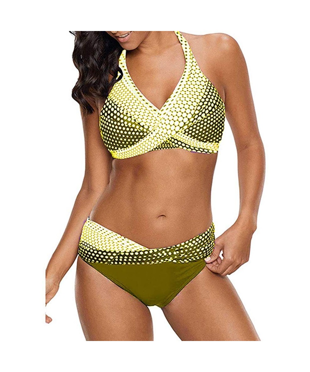 Bikini Swimsuit Slim Slimming spot Plus Fat Increase Size - Fluorescent Green - C3190WXYH8Q $32.52-Bottoms