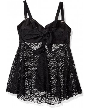 Women's Ruffle Twist Bandeau Tankini - Black Hue - CS12NUVLR0T $16.71-Tankinis