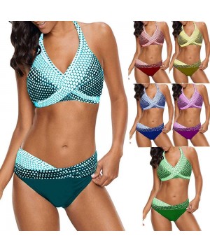 Bikini Swimsuit Slim Slimming spot Plus Fat Increase Size - Fluorescent Green - C3190WXYH8Q $32.52-Bottoms