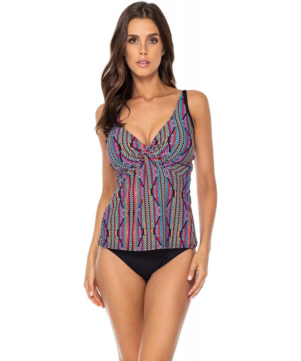 Women's Forever Bra Sized Tankini Top Swimsuit with Hidden Underwire - Playa Stripe - CY18GW9855Y $31.68-Tankinis