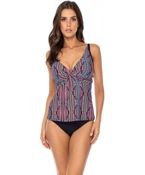 Women's Forever Bra Sized Tankini Top Swimsuit with Hidden Underwire - Playa Stripe - CY18GW9855Y $31.68-Tankinis