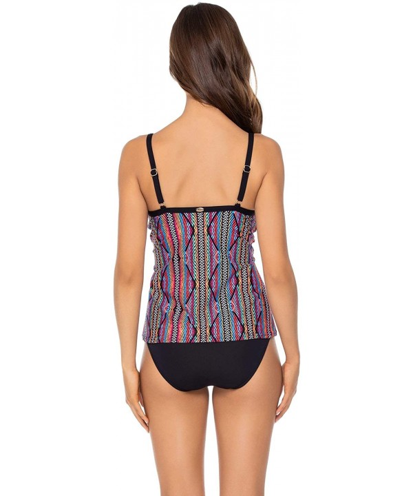 Women's Forever Bra Sized Tankini Top Swimsuit with Hidden Underwire - Playa Stripe - CY18GW9855Y $31.68-Tankinis