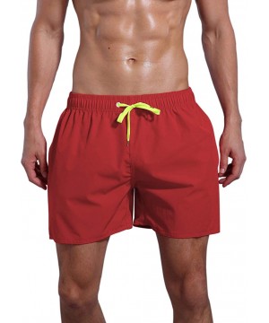 Men's Quick Dry Swim Trunks Bathing Suit Beach Shorts - Red - CU18QN0O9YY $17.17-Trunks