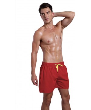 Men's Quick Dry Swim Trunks Bathing Suit Beach Shorts - Red - CU18QN0O9YY $17.17-Trunks