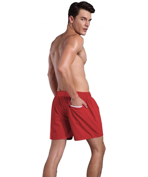 Men's Quick Dry Swim Trunks Bathing Suit Beach Shorts - Red - CU18QN0O9YY $17.17-Trunks