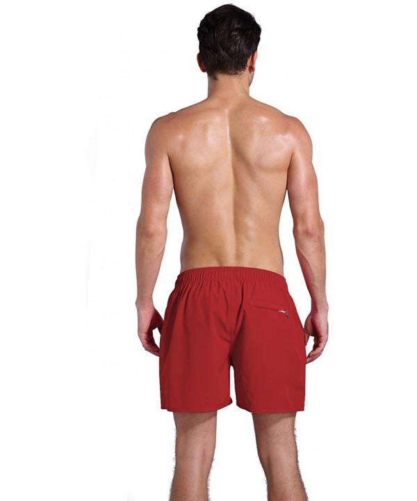 Men's Quick Dry Swim Trunks Bathing Suit Beach Shorts - Red - CU18QN0O9YY $17.17-Trunks