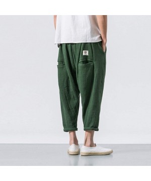 Men's Pants Casual Baggy Harem Pants Loose Drawstring Jogger 3/4 Capri Pants with Big Pockets - Army Green - CF18WLA0Y40 $29....